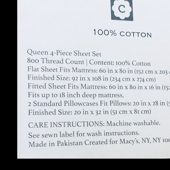 new POOL BLUE Charter Club Sleep Luxe 800 TC 100% Cotton Sateen QUEEN Sheet Set - Picture 4 of 8